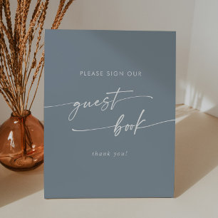 Signe De Table Boho Chic Dusty Blue Mariage livre d'hôtes