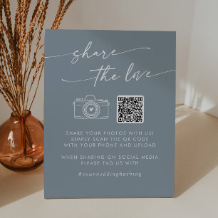 Signe De Table Boho Chic Dusty Blue Partagez l'amour QR Code