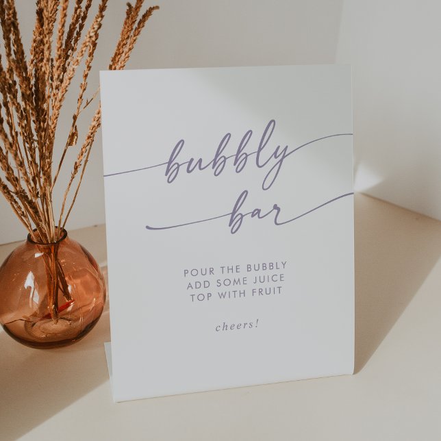 Signe De Table Boho Chic Dusty Purple Bubbly Bar Mariage (Boho Chic Dusty Purple Bubbly Bar Wedding Pedestal Sign)