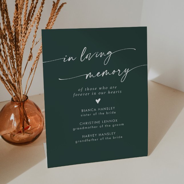 Signe De Table Boho Chic Emerald Mariage Vert En Mémoire Amoureus (Créateur téléchargé)