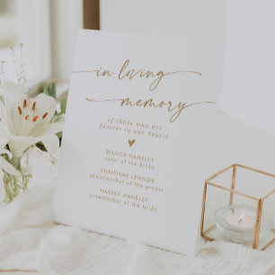 Signe De Table Boho Chic Gold et Mariage blanc en mémoire d'amour