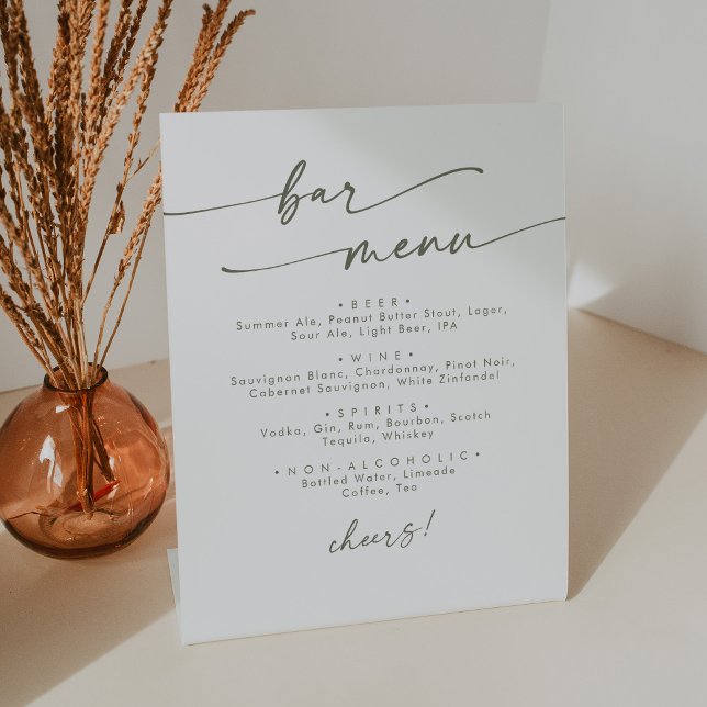 Signe De Table Boho Chic Green et White Mariage Bar (Créateur téléchargé)