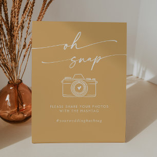Signe De Table Boho Chic Jaune Marigold Oh Snap Mariage Hashtag