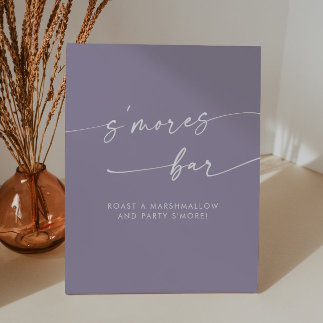 Signe De Table Boho Chic Lavande Moderne Purple Smores Mariage (Boho Chic Modern Lavender Purple Smores Wedding Pedestal Sign)