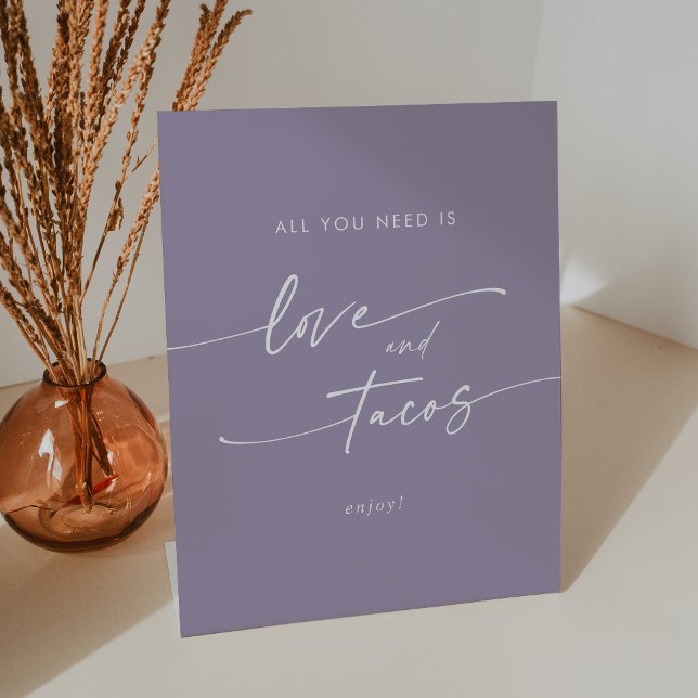 Signe De Table Boho Chic Lavender Purple Love Taco Bar Mariage (Boho Chic Lavender Purple Love Taco Bar Wedding Pedestal Sign)