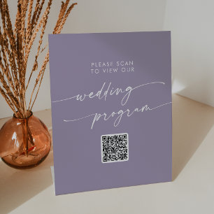 Signe De Table Boho Chic Lavender Purple QR Code Programme de mar