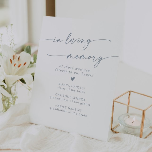 Signe De Table Boho Chic Mariage Bleu Ardoise En Mémoire Amoureus (Créateur téléchargé)