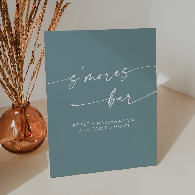 Signe De Table Boho Chic Modern Seafoam Turquoise Smores Mariage (Boho Chic Modern Seafoam Teal Smores Wedding Pedestal Sign)
