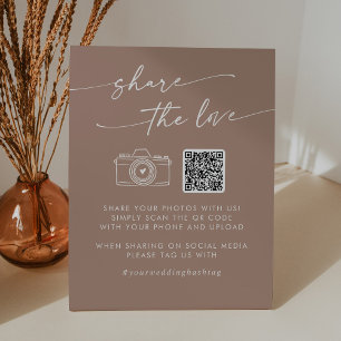 Signe De Table Boho Chic Neutral Taupe Partagez l'amour QR Code