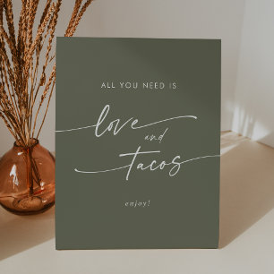 Signe De Table Boho Chic Olive Green Love Taco Bar Mariage