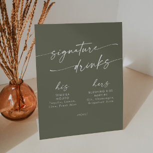 Signe De Table Boho Chic Olive Green Mariage Signature Boissons