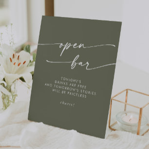 Signe De Table Boho Chic Olive Green Open Bar Mariage