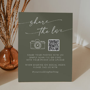 Signe De Table Boho Chic Olive Green Partagez l'amour QR Code