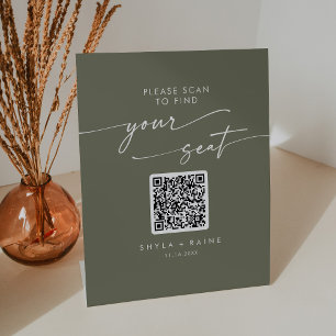 Signe De Table Boho Chic Olive Green Seing Chart QR Code