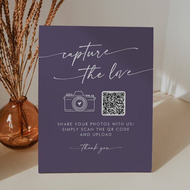 Signe De Table Boho Chic Plum Purple Capturez le Mariage d'amour (Créateur téléchargé)