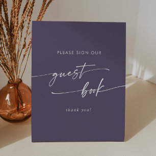 Signe De Table Boho Chic Plum Purple Mariage Livre d'or