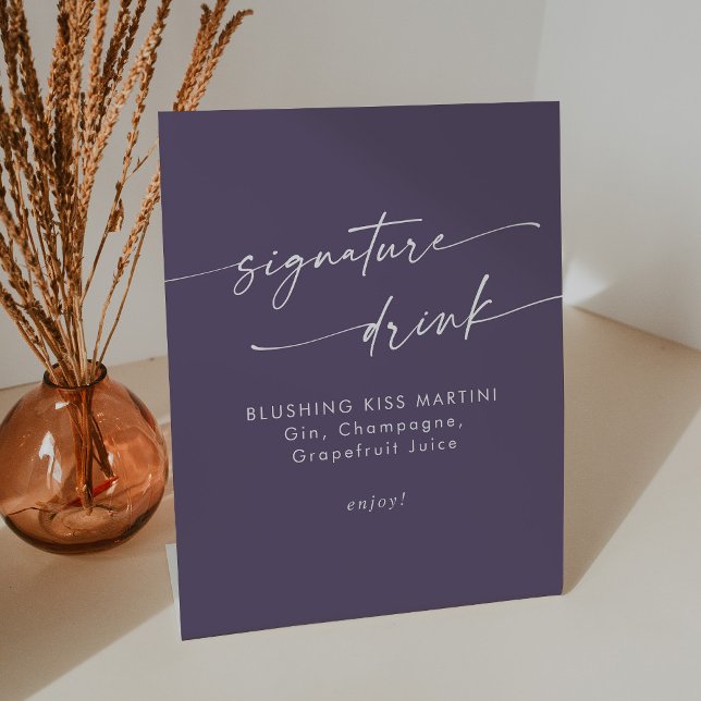 Signe De Table Boho Chic Plum Purple Mariage Signature Boisson (Créateur téléchargé)