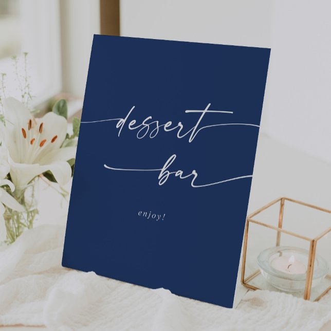 Signe De Table Boho Chic Royal Blue Dessert Bar Mariage (Boho Chic Royal Blue Dessert Bar Wedding Pedestal Sign)