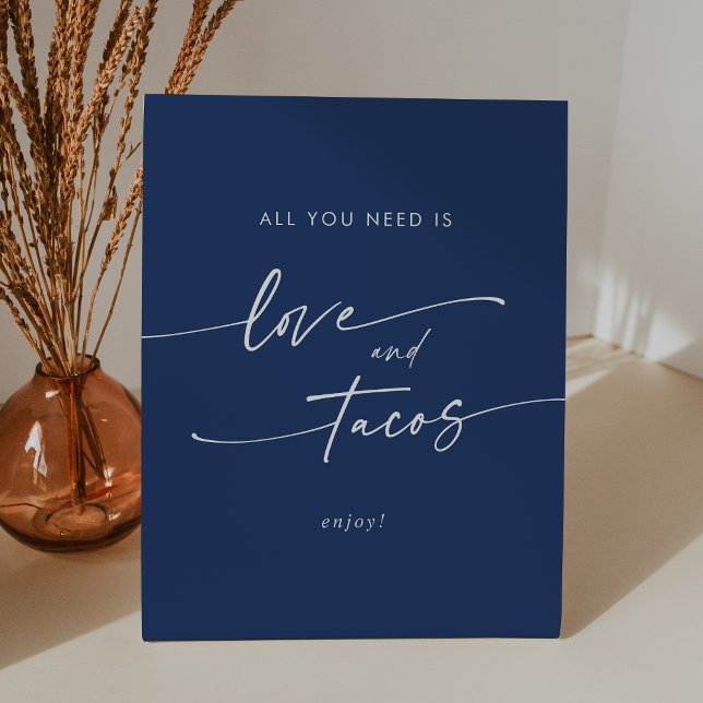 Signe De Table Boho Chic Royal Blue Love Taco Bar Mariage (Boho Chic Royal Blue Love Taco Bar Wedding Pedestal Sign)