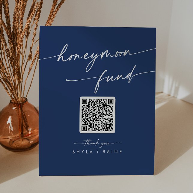 Signe De Table Boho Chic Royal Blue Mariage Honeymoon Fund (Créateur téléchargé)