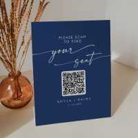 Boho Chic Royal Blue Seating Chart QR Code
