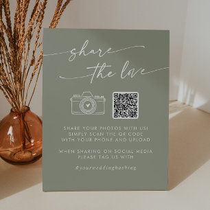 Signe De Table Boho Chic Sage Green Partagez l'amour QR Code