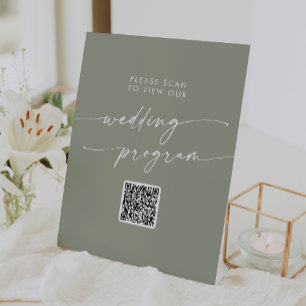Signe De Table Boho Chic Sage Green QR Code Code Wedding Programm