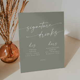 Signe De Table Boho Chic Sage Vert Mariage Signature Boissons