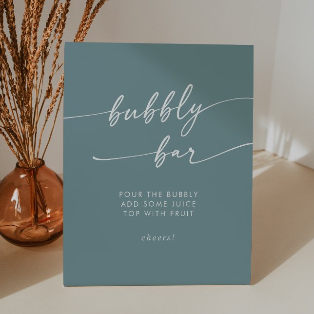 Signe De Table Boho Chic Seafoam Turquoise Bubbly Bar Mariage (Boho Chic Seafoam Teal Bubbly Bar Wedding Pedestal Sign)