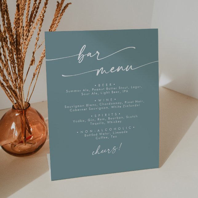 Signe De Table Boho Chic Seafoam Turquoise Mariage Bar (Créateur téléchargé)
