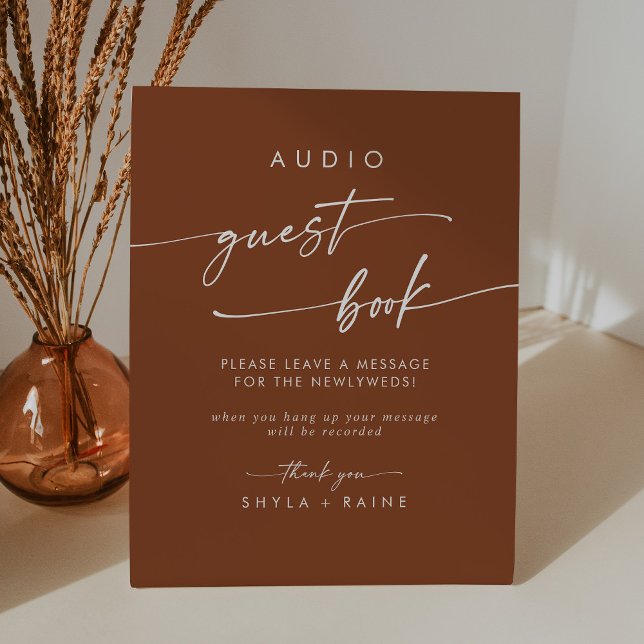 Signe De Table Boho Chic Terracotta Audio Mariage du livre d'or (Créateur téléchargé)