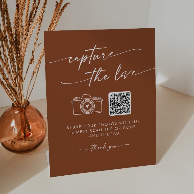 Signe De Table Boho Chic Terracotta Capturez le Mariage d'amour (Créateur téléchargé)