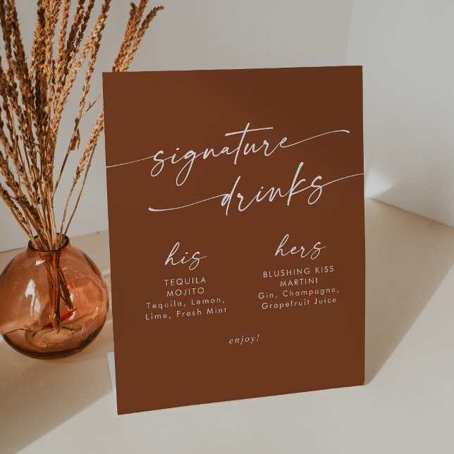 Signe De Table Boho Chic Terracotta Mariage Signature Boissons (Créateur téléchargé)