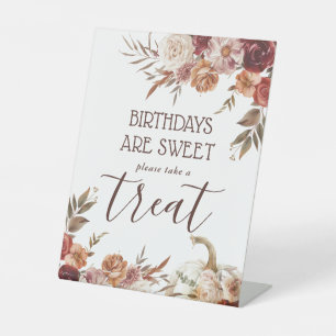 Signe De Table Boho Citrouille Automne Fleur Anniversaire Treat