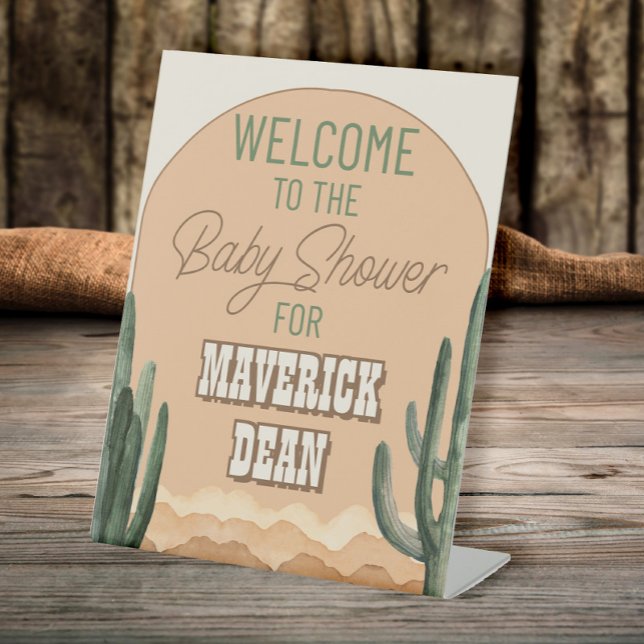 Signe De Table Boho Desert Cactus Baby shower sud-ouest (Créateur téléchargé)
