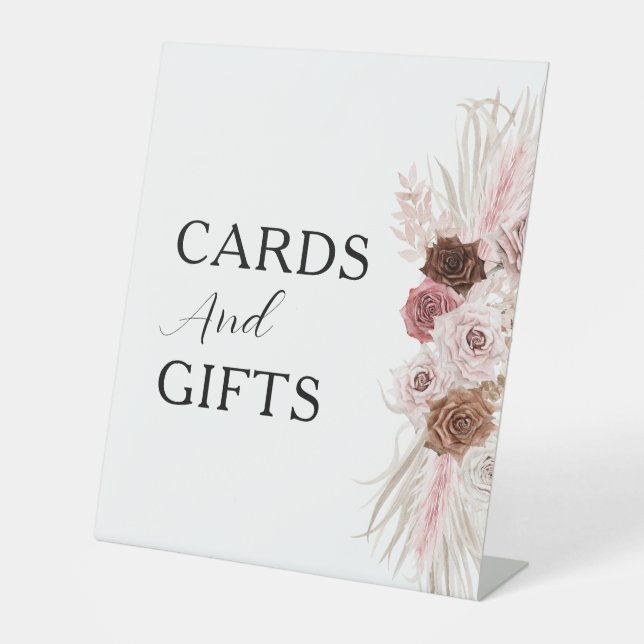 Signe De Table boho dusty rose floral  baptême cartes & cadeaux s (Recto)