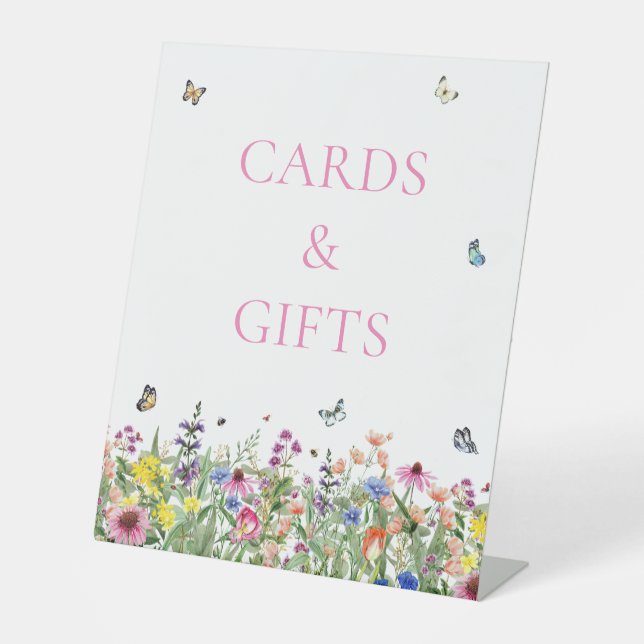 Signe De Table Boho Fleurs sauvages & Papillons Cartes & Cadeaux (Recto)