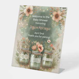 Signe De Table Boho Floral Rustique Floral Mason Jar Baby shower