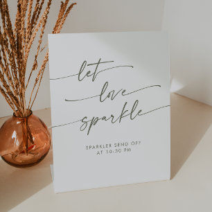 Signe De Table Boho Green et White Sparkler Envoyer Mariage