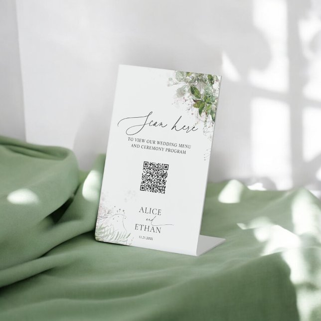 Signe De Table Boho Greenery Mariage en ligne Menu Piéton Signal (Créateur téléchargé)