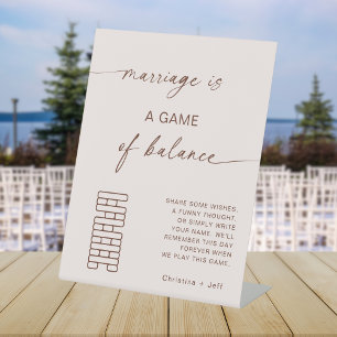 Signe De Table Boho Moderne Jenga Mariage du livre d'or