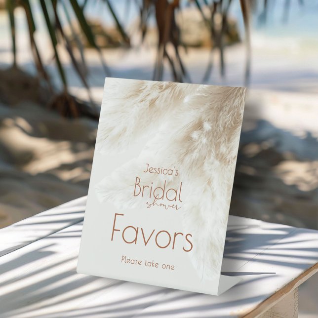 Signe De Table Boho Neutral Pampas Fête des mariées en herbe Fave (Créateur téléchargé)