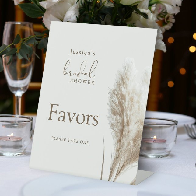 Signe De Table Boho Neutral Pampas Fête des mariées en herbe Fave (Créateur téléchargé)