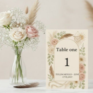 Signe De Table Boho Pampas Grass Arch Table Number Pedestal Sign