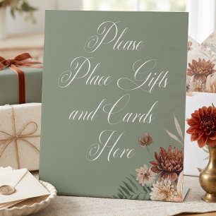 Signe De Table Boho Peach et rouille floral vert sauge Baby Showe