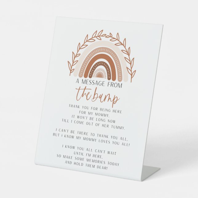 Signe De Table Boho Rainbow Message du Bump Baby Sign (Recto)