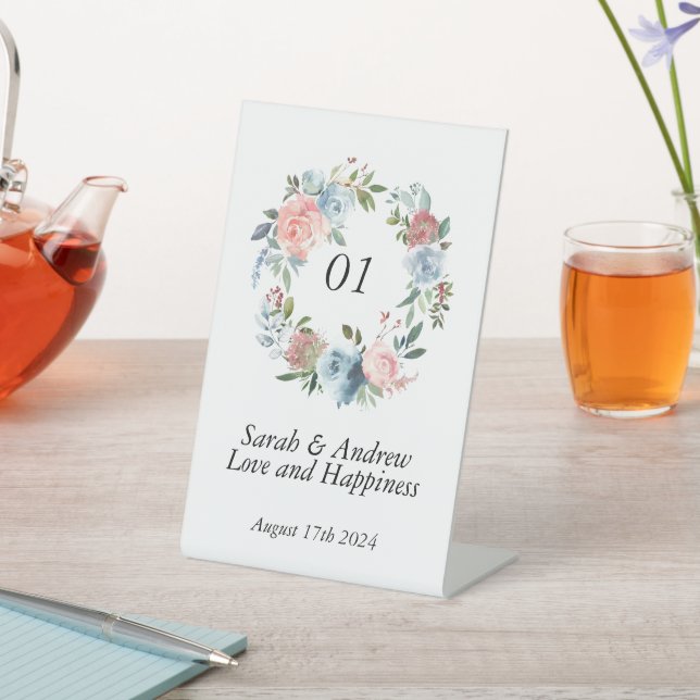 Signe De Table Boho rose bleu vert Mariage de couronne (In SItu)