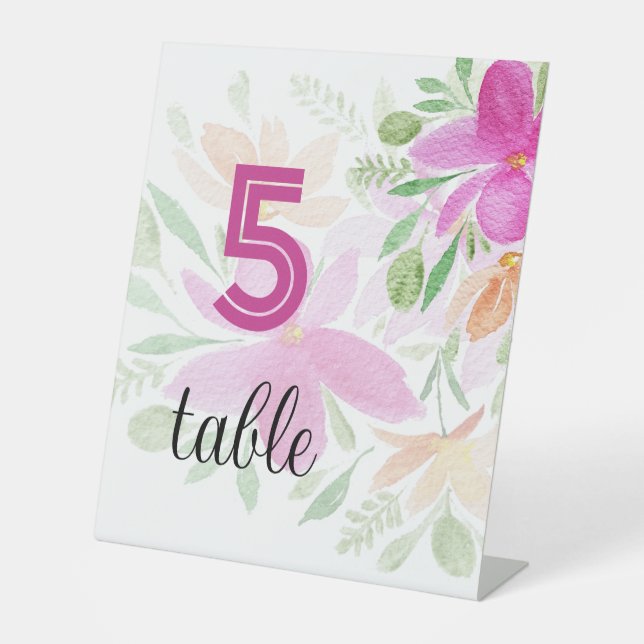Signe De Table Boho rose Floral Aquarelle moderne (Recto)