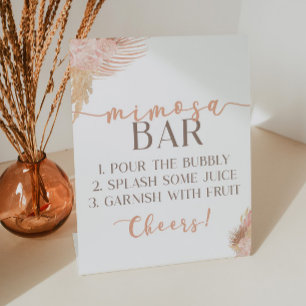 Signe De Table Boho Rose Floral Fleurs Mimosa Bar