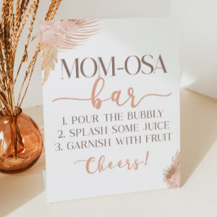 Signe De Table Boho Rose Floral Maman-Osa Baby shower Mimosa Bar